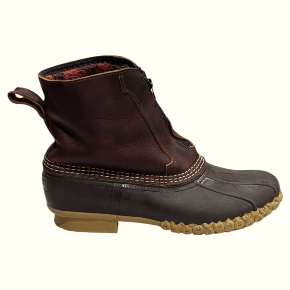 L.L. Bean Boots, 8" Fleece-Lined Insulated Front Zip Brown Men's US 10 Primaloft